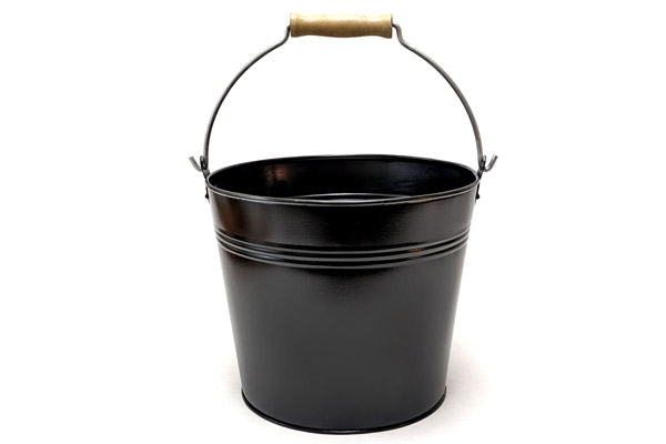 Wooden Handle Black Bucket