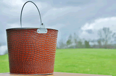 Brown Leather Metal Bucket