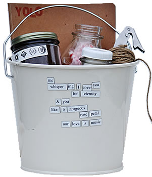 Craft idea for valentines day in white steel pail