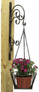 Achla Wrought Iron Basket with Scroll Bracket 