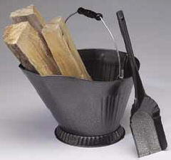 Pewter Coal Hod and Shovel Set 