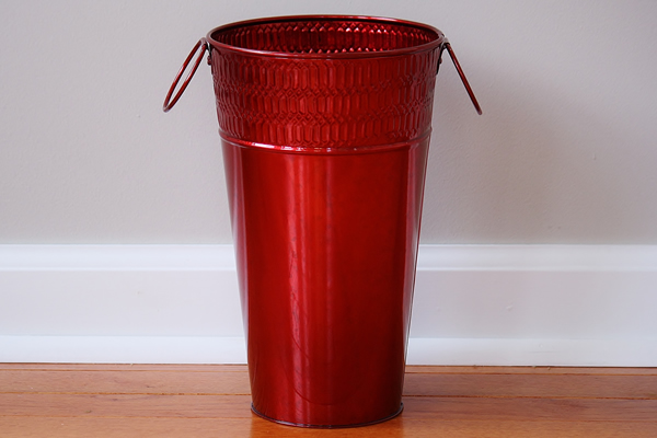Red Metal Flower Pail