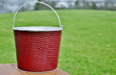 Red Leather Metal Bucket