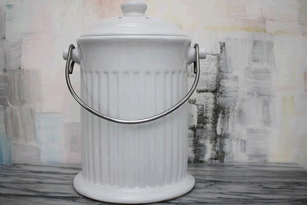 White Ceramic Countertop Composter Bucket Outlet