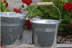 small wooden handle metal wedding bucket