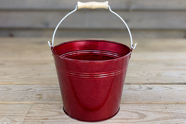 Bright Red Wooden Handle Pail