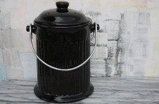 Black Ceramic Countertop Kitchen Compost Pail