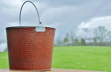 Brown Leather decorative pail