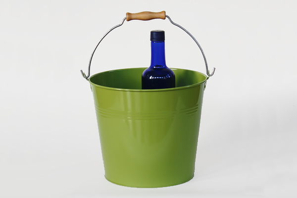 green metal wedding bucket