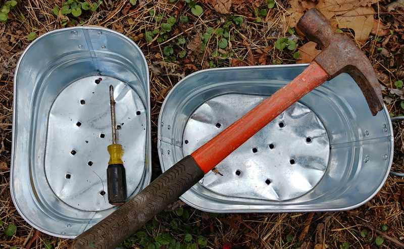 DIY drainage holes in galvanized planter