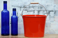 Orange Pail With Wooden Handle