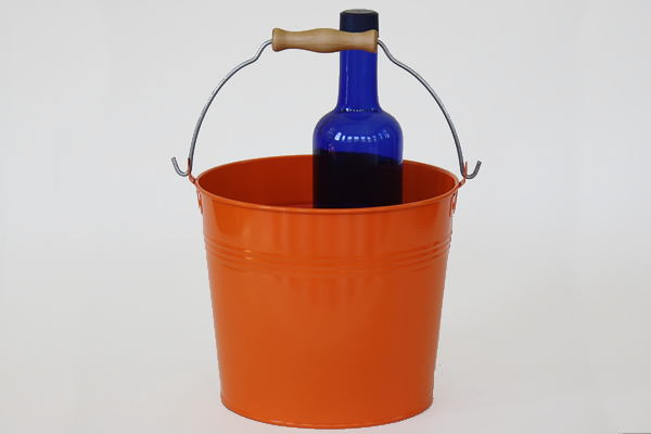 Orange Wooden Handle Pail