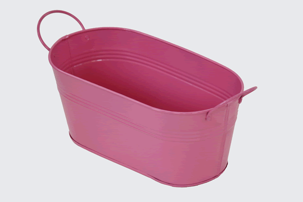 Pink Oval Metal Pail