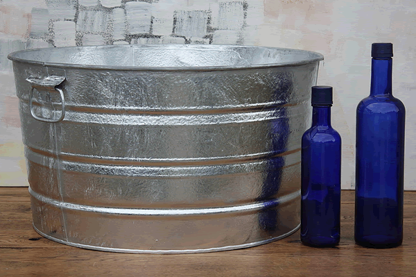 Large Round Galvanized Planter