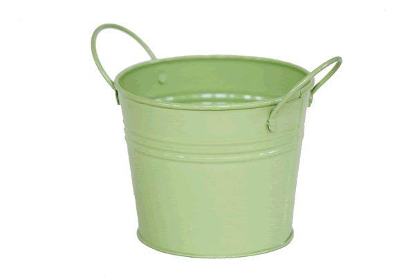 Small Green Tin Side Handles Pail