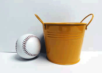 Small Yellow Metal Decor Bucket