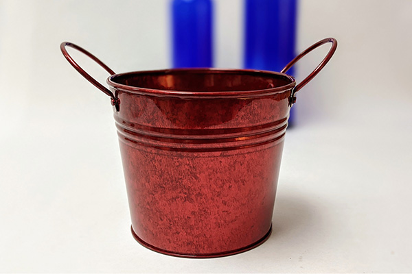 Dark Red Tin Bucket