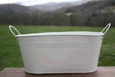 White Rustic Oval Tin Window Tub