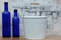 White Wood Handle Metal Bucket