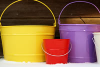 colored buckets