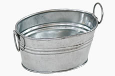 12 inch Round Galvanized Metal Tub with Side Handles - SageBaskets