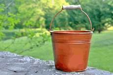 vintage copper wooden handle bucket